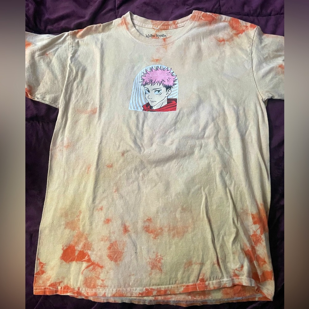 Jujutsu Kaisen, Itadori marble orange and white T-Shirt
